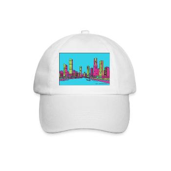 Chongqing City Skyline Yangtze River Line Art - Baseball Cap - white/white - Front