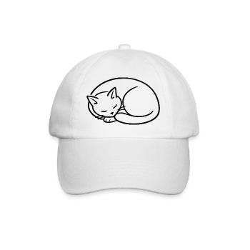 Schlafende Katze Linienstudie - Baseballkappe - Weiß/Weiß - Vorne