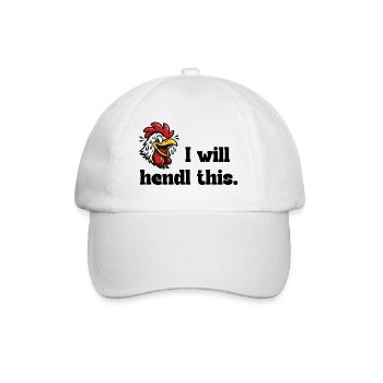 I will hendl this – Halftone Büro Wortspiel Spruch - Baseballkappe - Weiß/Weiß - Vorne
