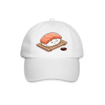 Sushi kawaii nigiri sur tapis de bambou - Casquette classique - blanc/blanc - Devant
