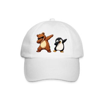 Bear and Penguin Dabbing Charm - Baseball Cap - white/white - Front