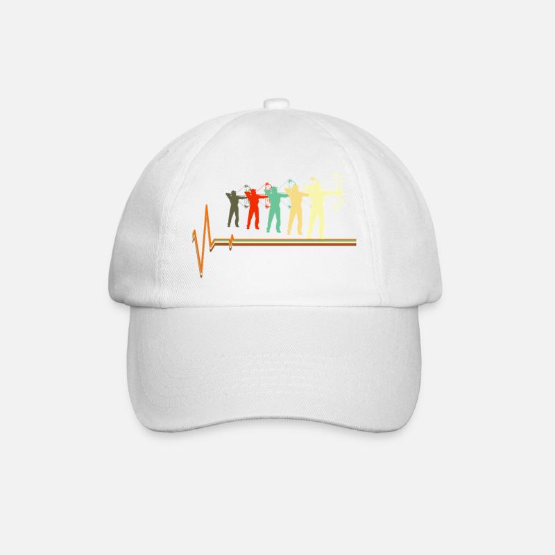 Bogenjagd-Herzschlag-Retro-Bogenschützen-Silhouette - Baseballkappe - Weiß/Weiß