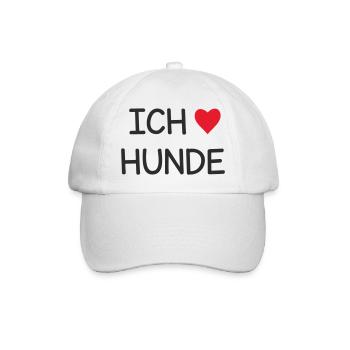 Ich ❤️ Hunde – Süßes Hundeliebe Textdesign - Baseballkappe - Weiß/Weiß - Vorne