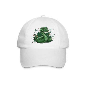 Serpent de dessin animé vert avec éclaboussures - Casquette classique - blanc/blanc - Devant