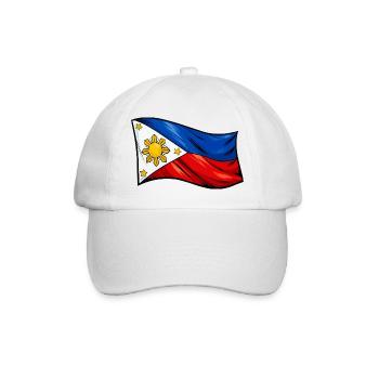 Philippines Flag Caricature - Baseball Cap - white/white - Front
