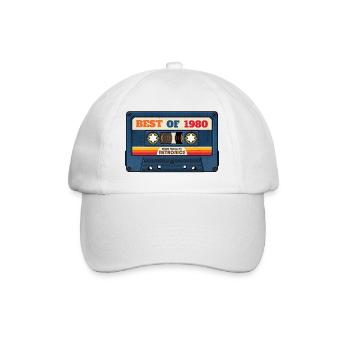 Best of 1980 – Retro Mixtape im Vintage-Look - Baseballkappe - Weiß/Weiß - Vorne
