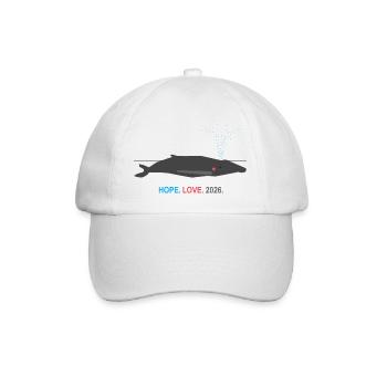 Minimalist Whale HOPE LOVE 2026 | Wal Herz Design - Baseball Cap - white/white - Front
