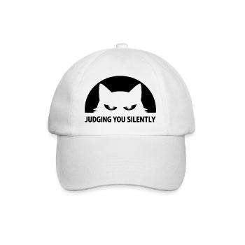 Katze Stilles Urteil Schwarzer Humor - Baseballkappe - Weiß/Weiß - Vorne