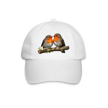Duo Red Robin auf Ast - Baseballkappe - Weiß/Weiß - Vorne