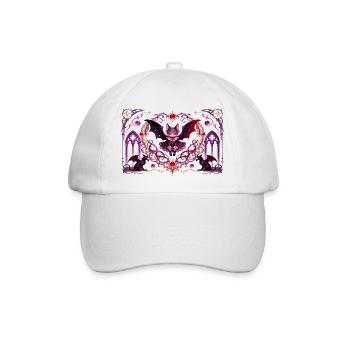 Gotische Vampirkatze Dunkle Fantasy Hexendesign - Baseballkappe - Weiß/Weiß - Vorne