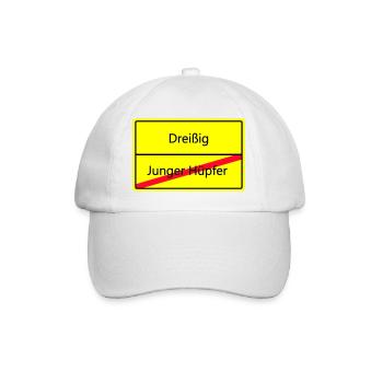 Warnschild Humor: Junger Hüpfler - Baseballkappe - Weiß/Weiß - Vorne