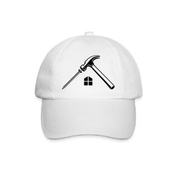 Roofer Hammer Nail Logo - Baseball Cap - white/white - Front