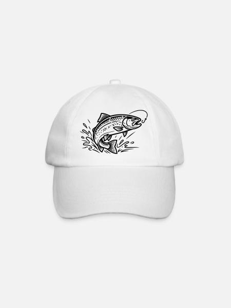 Ørret Laks Hopping Fiske Fiske Fiske Fisker - Baseballcap - hvit/hvit