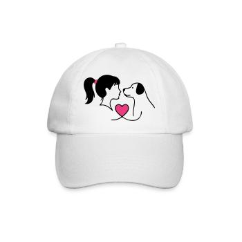 Hundemama Hund Mädchen Liebe Frauchen - Baseballkappe - Weiß/Weiß - Vorne