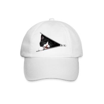 Chat chaton mignon à fermeture éclair - Casquette classique - blanc/blanc - Devant