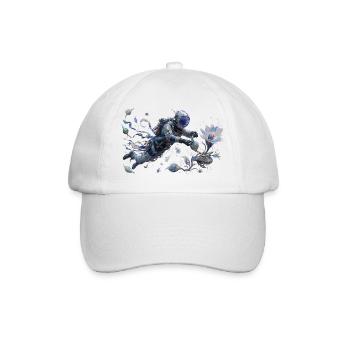 Floral Astronaut in Flight Watercolor - Baseball Cap - white/white - Front