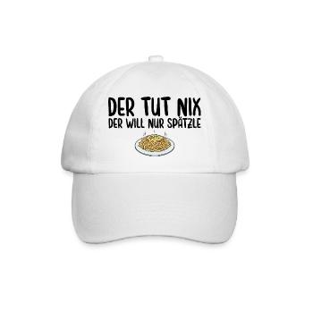 Schwäbische Küche Der will nur Spätzle - Baseballkappe - Weiß/Weiß - Vorne