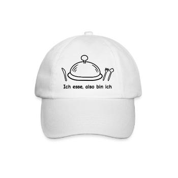Ich esse, also bin ich - Baseballkappe - Weiß/Weiß - Vorne