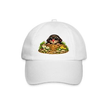 Cute mole with glasses - Baseball Cap - white/white - Front