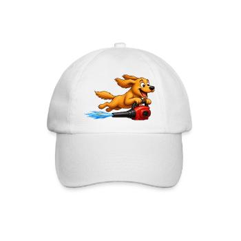 Dog Flying With Leaf Blower Jetpack - Baseball Cap - white/white - Front