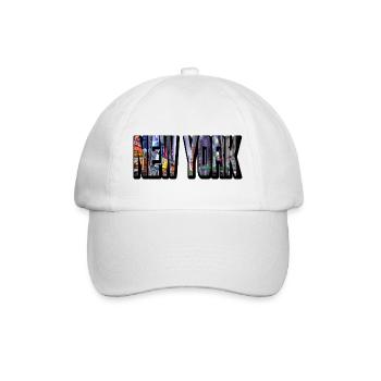 New York City USA Amerika America Skyline Schrift - Baseballkappe - Weiß/Weiß - Vorne