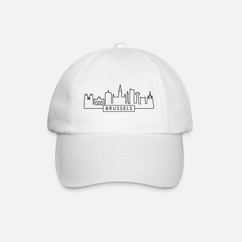 Brüssel City Skyline Silhouette in Belgien Brüssel - Baseballkappe - Weiß/Weiß
