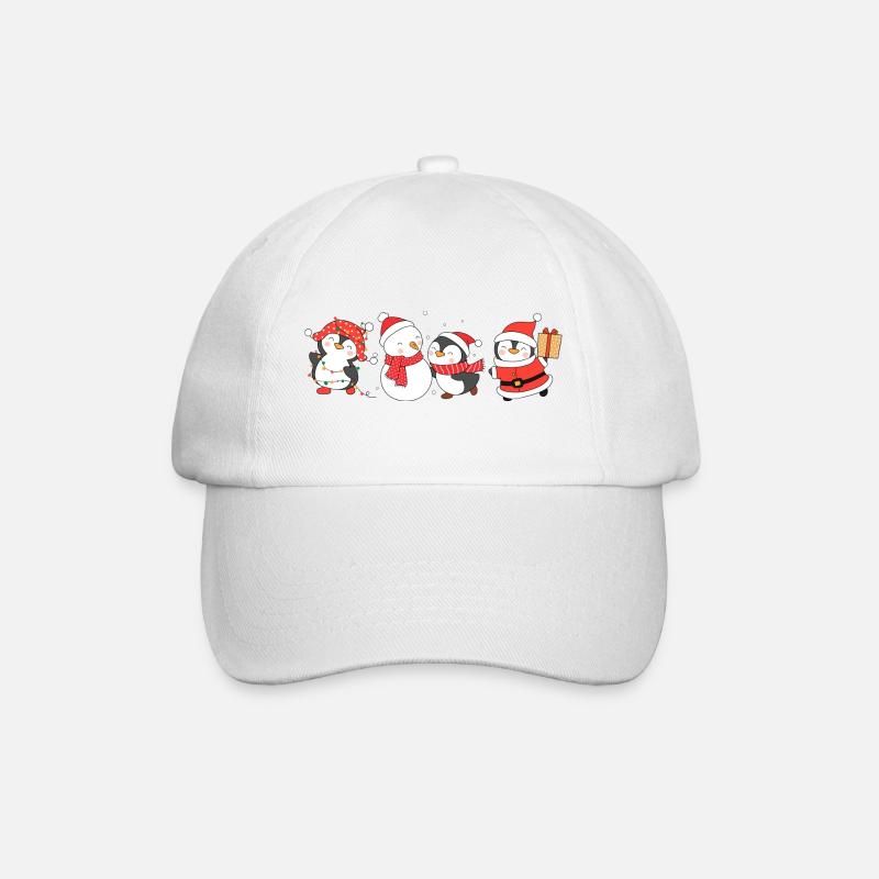 Lustige pinguin Weihnachten. Xmas pinguin - Baseballkappe - Weiß/Weiß