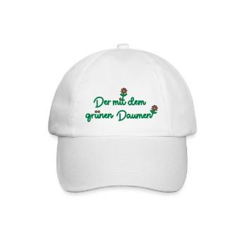 Der mit dem grünen Daumen - Baseballkappe - Weiß/Weiß - Vorne
