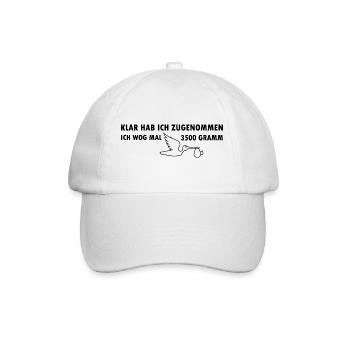 Klar hab ich zugenommen ich wog mal 3500 Gramm - Baseballkappe - Weiß/Weiß - Vorne