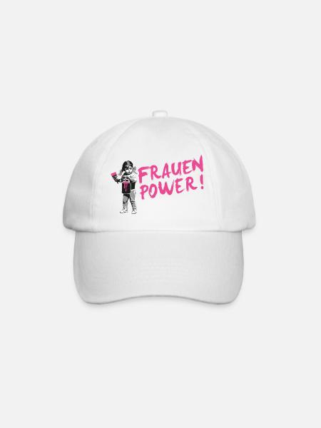 FRAUENPOWER Statement Shirt zum Weltfrauentag - Baseballkappe - Weiß/Weiß