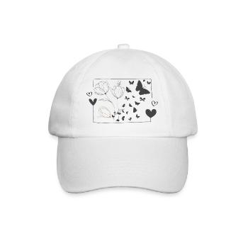 Papillon papillon oiseau fleurs tulipes coeur - Casquette classique - blanc/blanc - Devant