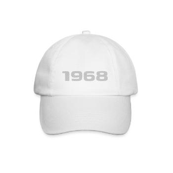 Geboren 1968 Retro Stripe Modernes Geburtstagsdesign - Baseballkappe - Weiß/Weiß - Vorne