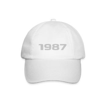 Geboren 1987 Retro Stripe Modernes Geburtstagsdesign - Baseballkappe - Weiß/Weiß - Vorne