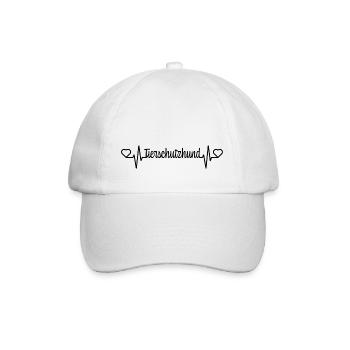 Heartbeat Tierschutzhund schwarz Herzschlag - Baseballkappe - Weiß/Weiß - Vorne