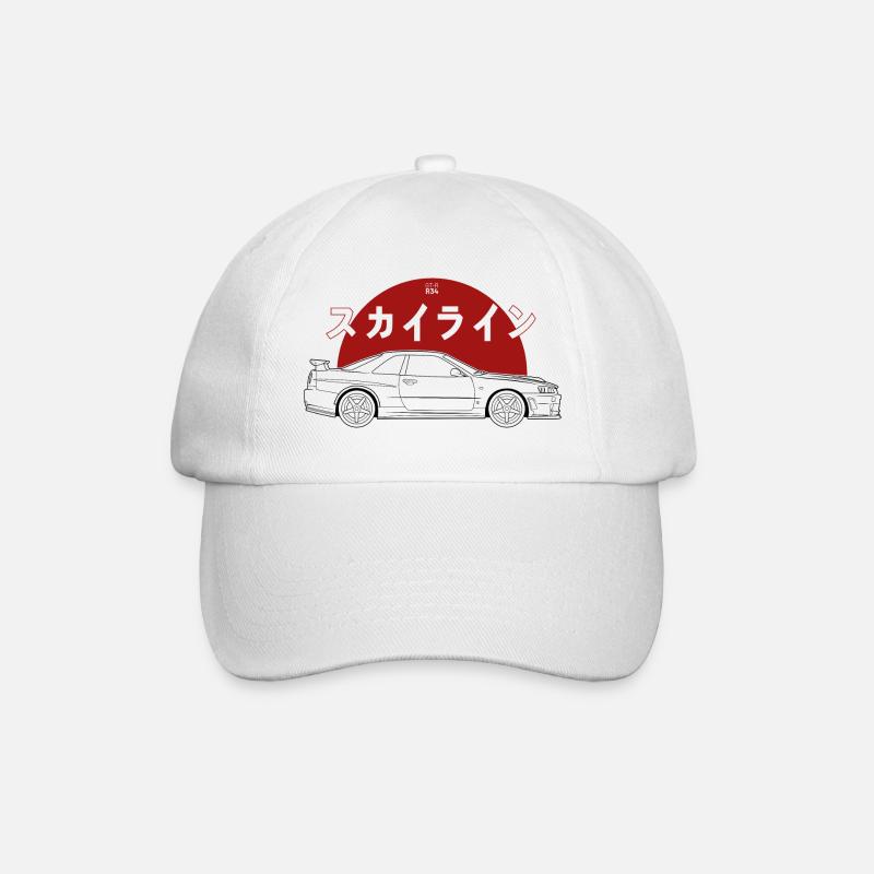 Skyline GT-R R34 Illustration - Baseballkappe - Weiß/Weiß