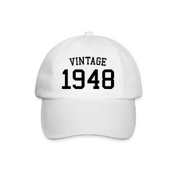 Jahrgang 1948 - 74 Jahre alt, Geschenk zum 74. Geburtstag - Baseballkappe - Weiß/Weiß - Vorne
