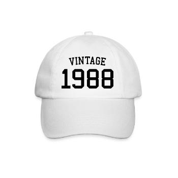 Vintage 1988 - 34 Years Old, 34th Birthday Gift - Baseball Cap - white/white - Front