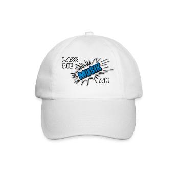 Pow Lass die Musik an - blau auf hell - Baseballkappe - Weiß/Weiß - Vorne
