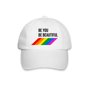 Be You Be Beautiful Regenbogen - Baseballkappe - Weiß/Weiß - Vorne