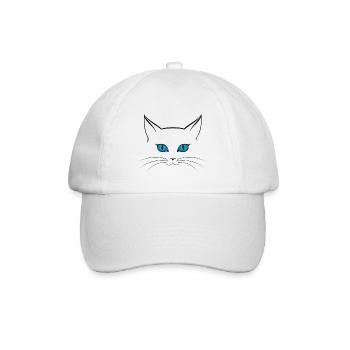 Cat blue eyes - gift - Baseball Cap - white/white - Front