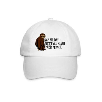 Nap all day sleep all night party never - Baseball Cap - white/white - Front