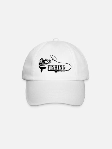 Fisherman and angler design - Baseball Cap - white/white