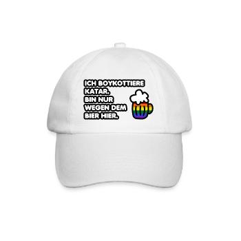 Lustiger Boykott Katar Spruch Sprüche Bier Saufen - Baseballkappe - Weiß/Weiß - Vorne