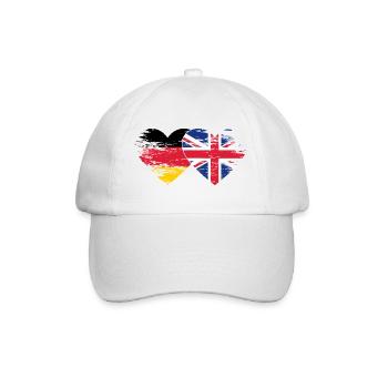 Deutschland Großbritannien Flagge used Herz - Baseballkappe - Weiß/Weiß - Vorne
