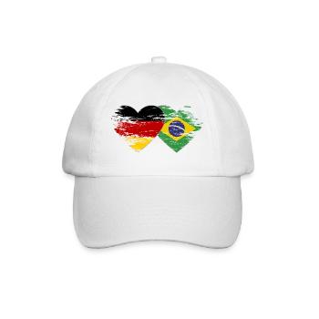 Germany Brazil flag used heart - Baseball Cap - white/white - Front