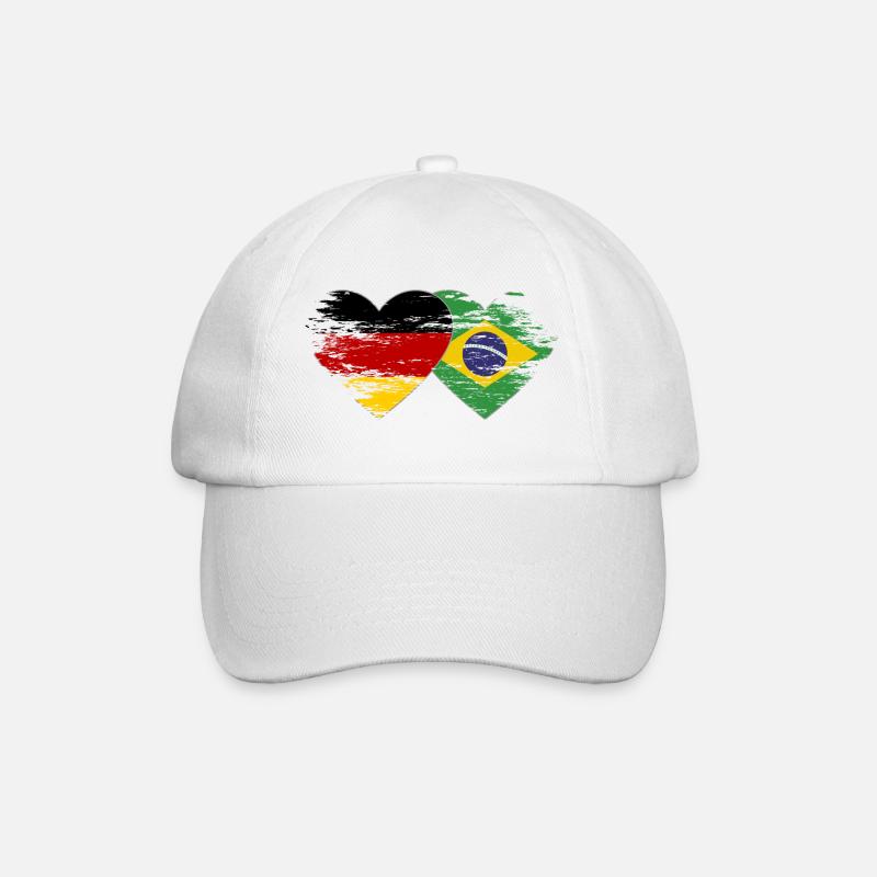 Deutschland Brasilien Flagge used Herz - Baseballkappe - Weiß/Weiß