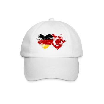 Germany Turkey Flag Used Heart - Baseball Cap - white/white - Front