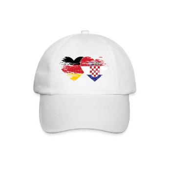 Germany Croatia flag used heart - Baseball Cap - white/white - Front