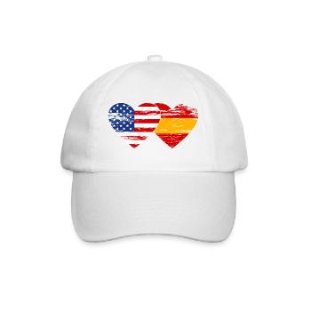 USA Spain flag heart used - Baseball Cap - white/white - Front