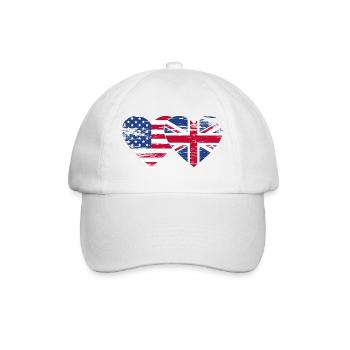 USA Britische Flagge Faust Flagge Herz used - Baseballkappe - Weiß/Weiß - Vorne